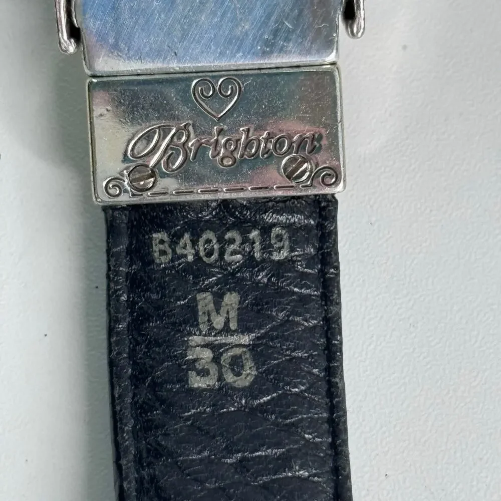 VTG Brighton Reversible Silver Buckle Croc Brown/Black  Leather Segmented M 30